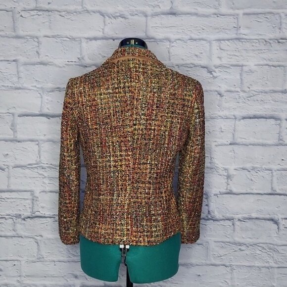 J. MCLAUGHLIN NWOT Womens Multi bright colored tweed Jacket Sz 0 - Picture 6 of 10